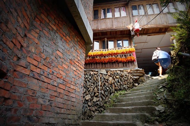 The steep staircases of Ping'An in China