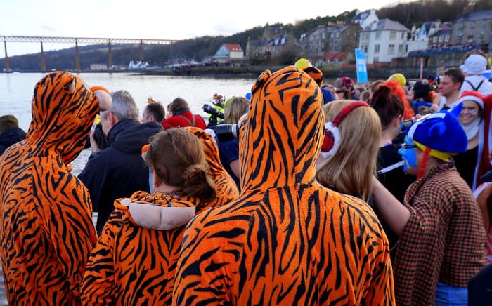 Tiger outfits at the Loony Dook in Edinburgh even though there was no Winnie the Pooh in sight