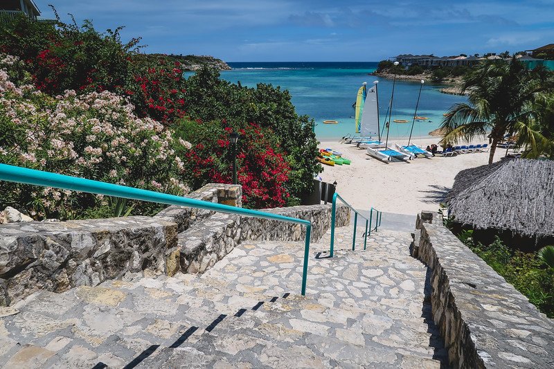 Turquoise beaches in Antigua with staircases leading down to the paradise on earth Turquoise beaches in Antigua with staircases leading down to the paradise on earth