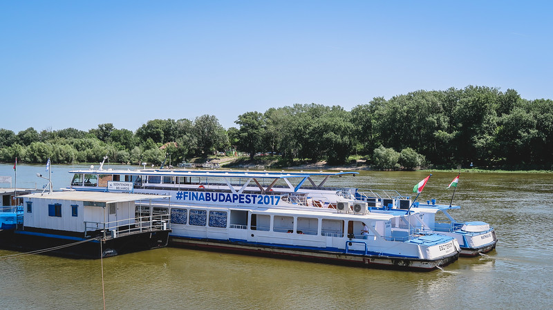 Unique long riverboats that ply the Danube servicing Szentendre from Budapest in Hungary Unique long riverboats that ply the Danube servicing Szentendre from Budapest in Hungary
