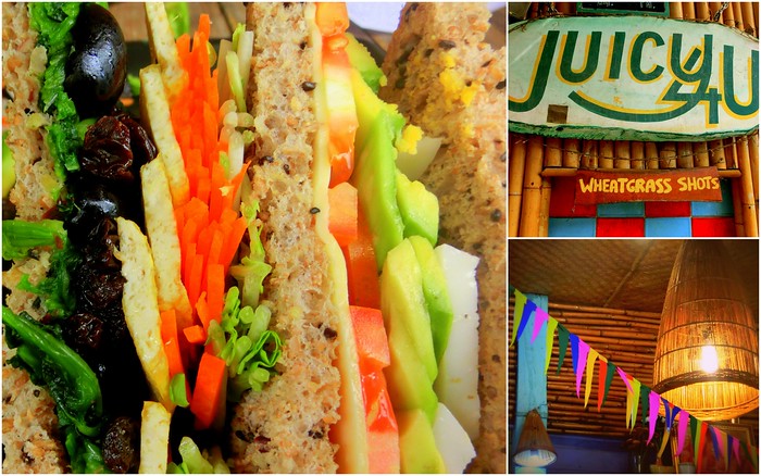 Vegetarian food at Juicy 4 U in Chiang Mai, Thailand including delicious sandwiches