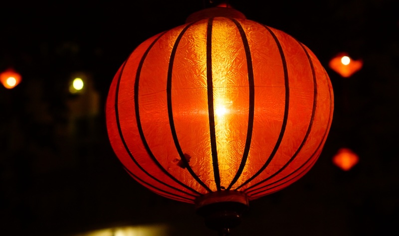 Vietnamese red lantern shining bright at night in Hoi An, Vietnam Vietnamese red lantern shining bright at night in Hoi An, Vietnam