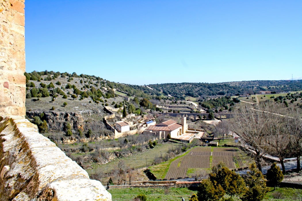 Views of Pedraza, Spain from a high vantage point of the surrounding countryside offers surreal views 