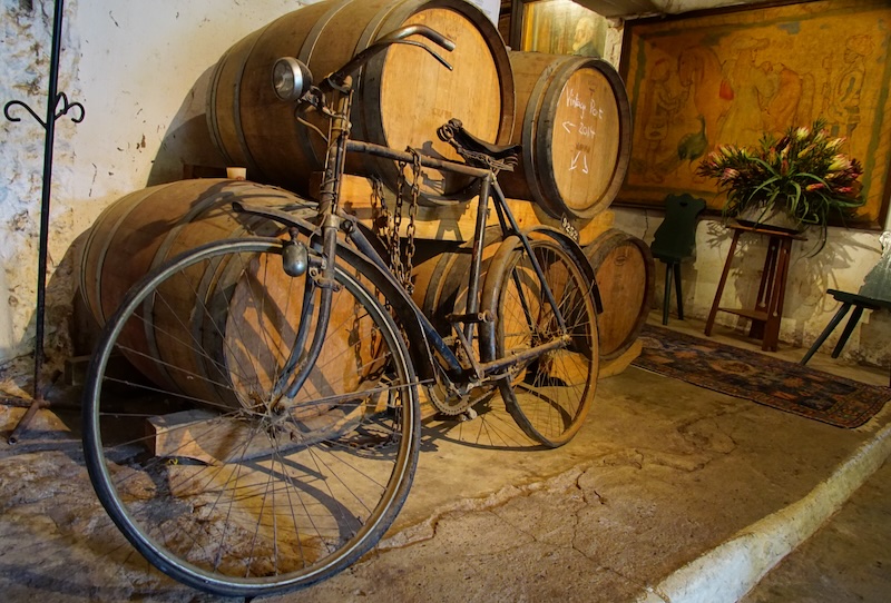 Vintage bicycle in the wine cellar of Stellenbosch, South Africa 