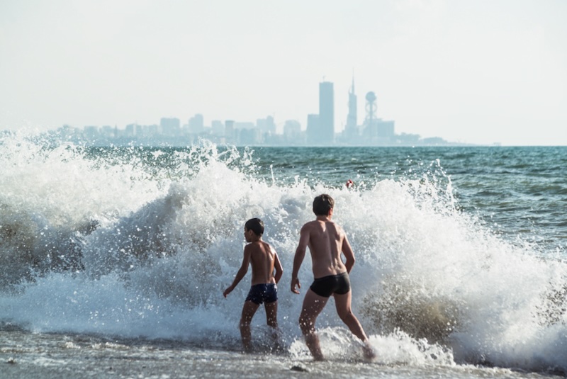 Visiting Batumi on the shores of the Black Sea in Georgia with waves crashing in hard 