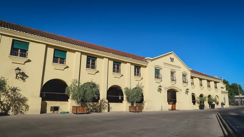 Visiting Bodegas Lopez Tour in Mendoza with bodega views from outside in Argentina