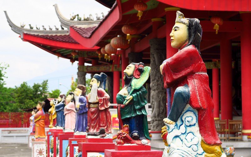 Visiting Sam Poo Kong Temple with its distinct sculptures and statues on display all uniquely different from one an other 