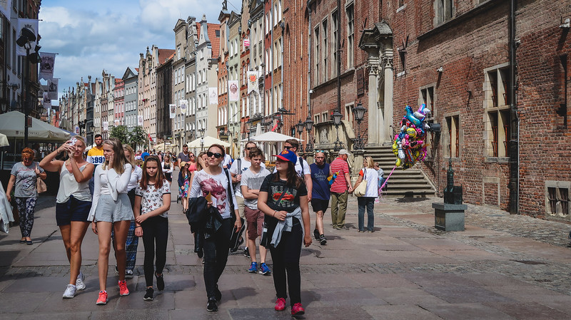 Walking along Długa Street in Gdansk is where you find most pedestrians and tourists converging in Poland