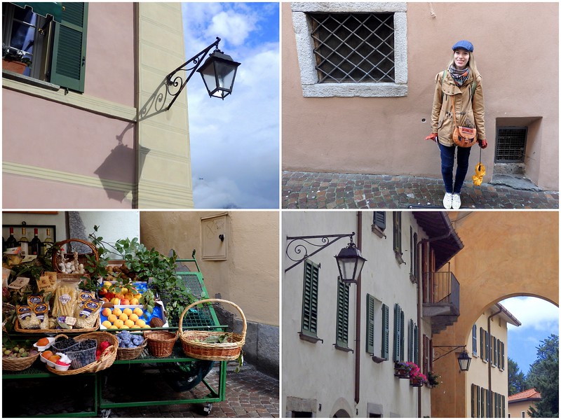 Wandering the streets of Chiavenna, Italy where we noticed distinct architecture, That Backpacker Audrey Berger bundled up and fruits and veggies