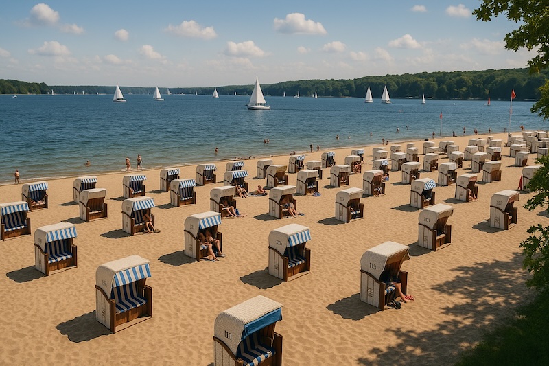 Wannssee popular German beach destination day trip from Berlin, Germany 