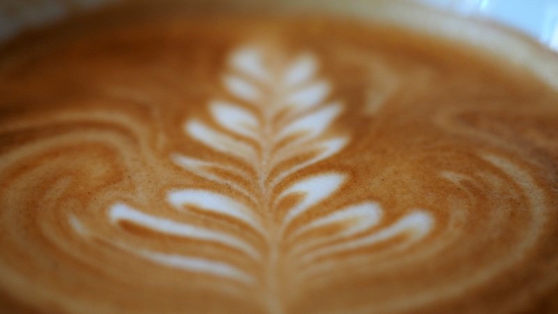 Close-up of a beautifully crafted latte art design on a cappuccino served at a Warsaw café. This specialty coffee highlights Poland’s growing café culture, making it a must-try experience for foodies exploring Warsaw’s vibrant culinary scene