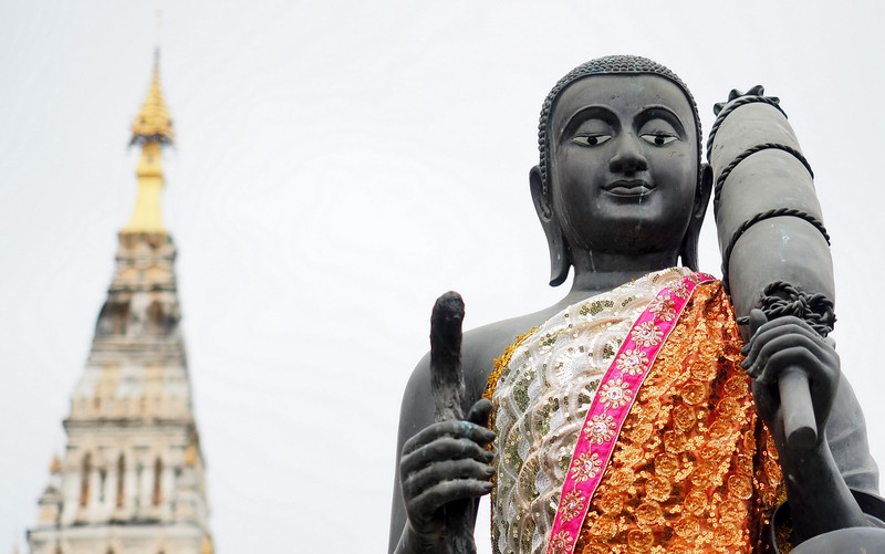 Wat Chedi Liam in Chiang Mai with distinct Buddha sculpture in Thailand