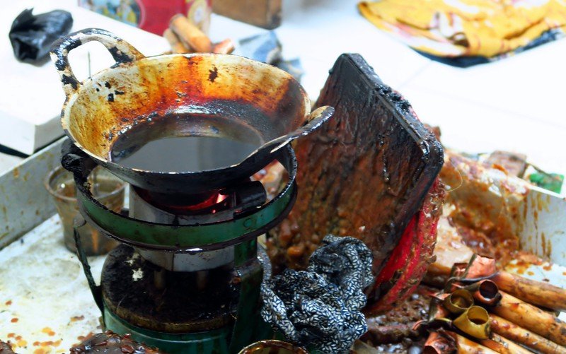 Wax used to make batik using traditional methods in Indonesia macro details