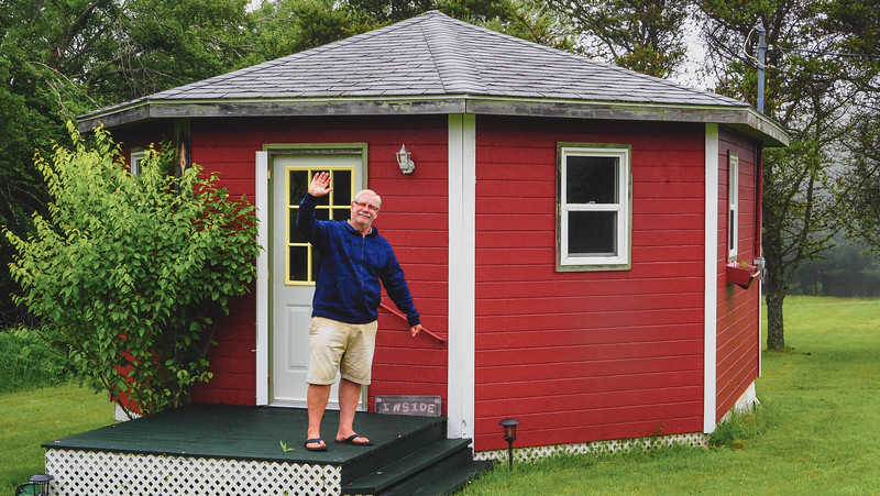 We stayed in Cape Enrage for part of our road trip in New Brunswick with Audrey's Dad Daniel waving hello outside of the red house 