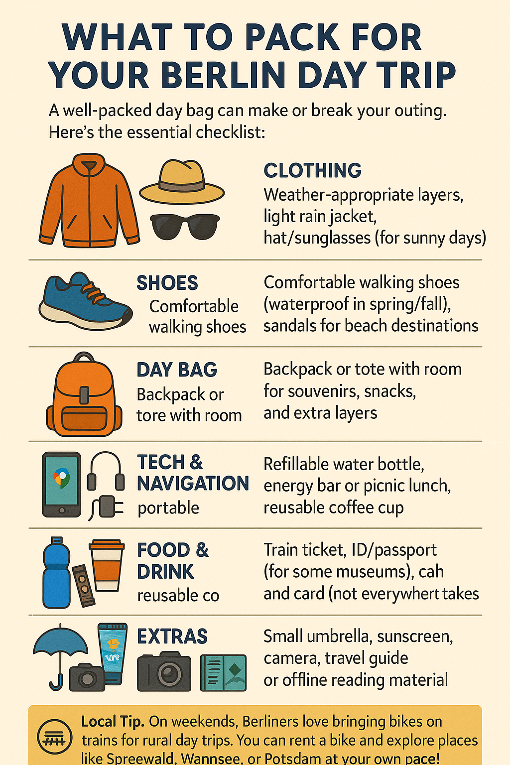 What to pack for your Berlin Day Trip complete infographic 