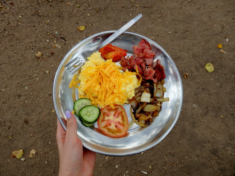 What will I eat on Safari? Here is an example of a tasty meal we that included eggs, cheese and veggies 