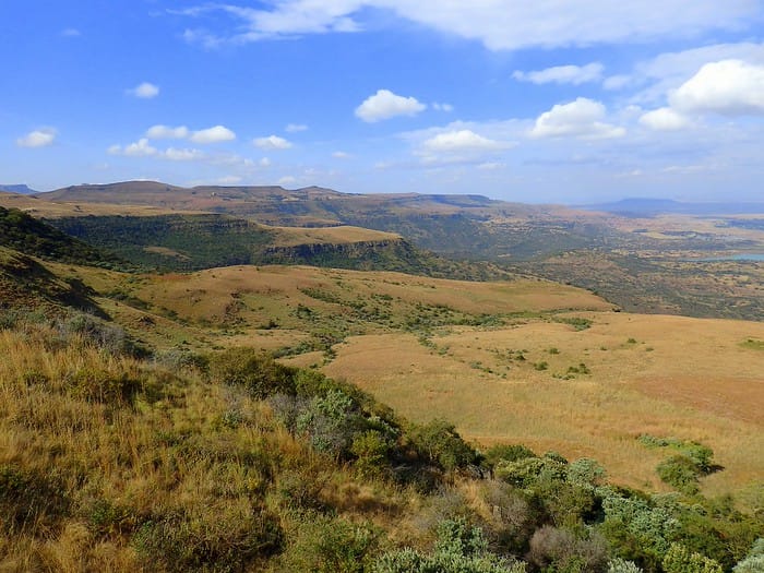 Wide open and rugged landscapes of Drakensberg, South Africa 