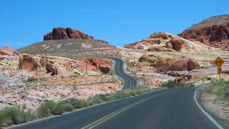 Winding roads and beautiful scenery at Valley of Fire in the state of Nevada Winding roads and beautiful scenery at Valley of Fire in the state of Nevada