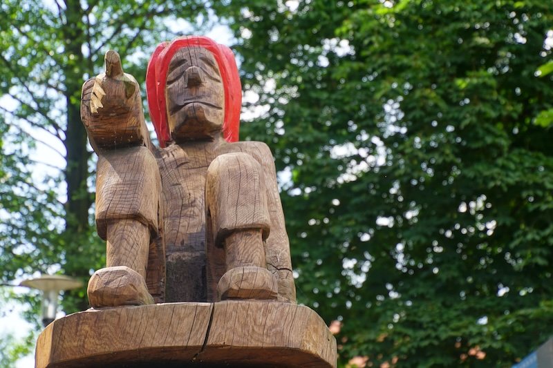 Wooden sculpture carving in Spreewald, Germany Wooden sculpture carving in Spreewald, Germany