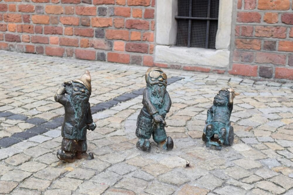 Wroclaw Gnomes on the street in Poland are a unique and distinct feature of the city and make for a fun game of spotting them as you walk around