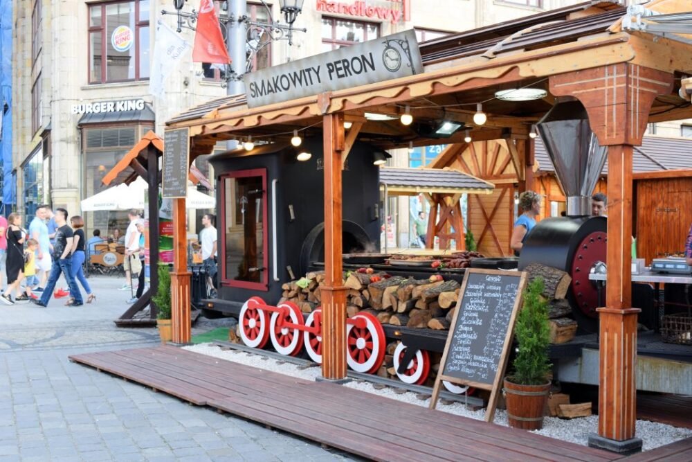 Wroclaw Market Square Food Stall where you can sample local cuisine in Poland