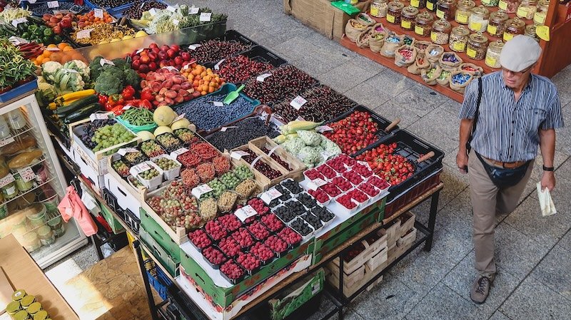 Wroclaw market colourful views from a high vantage point in Poland 